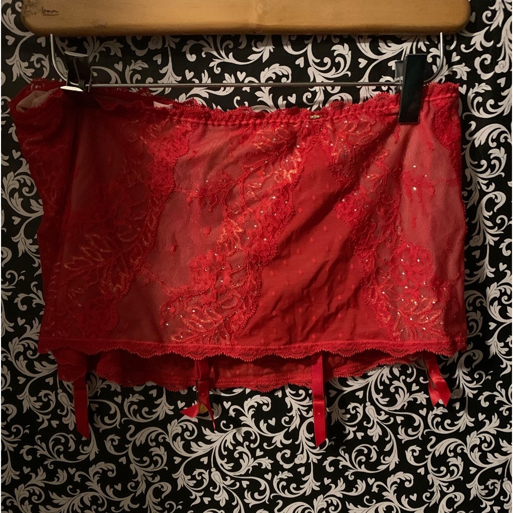 Vintage Red with gold details Victoria’s Secret Very Sexy garter skirt